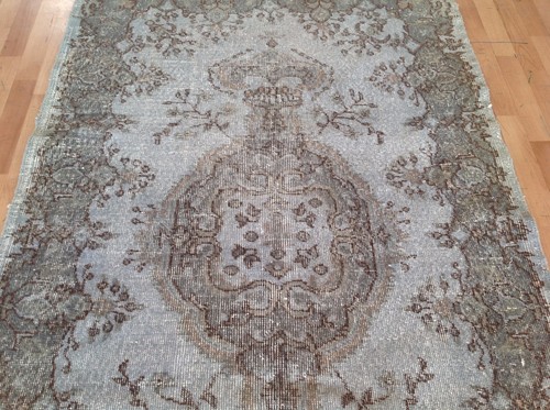 6' 5"x3'' Vintage OUSHAK pastel light blue SKY BLUE Overdyed rug carpet retro - Picture 3 of 9