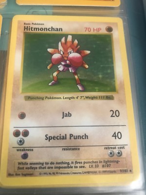 1995 hitmonchan pokemon card Hitmonchan 1995 Rare Mint Condition Card