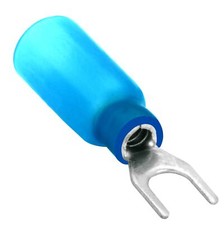 25pc Heat Shrink Spade Fork Terminal Connector Blue 16-14 GA AWG Gauge 8 Stud