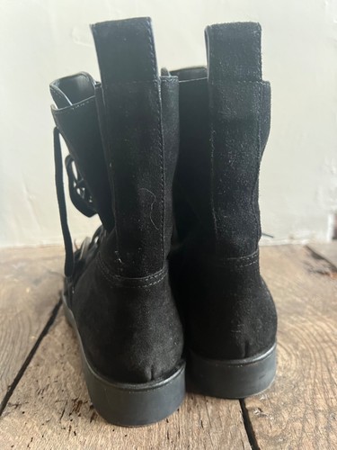 Ladies Alexander Wang Daria Buckle Combat Boots 39 us 8.5 uk Black suede Lace Up - Picture 5 of 15