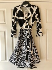 8 10 NWT DVF Diane von Furstenberg AMELIA Signature Logo Print Wrap Dress