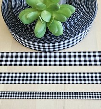3/8, 5/8  7/8" 1 YD Buffalo Plaid Grosgrain Ribbon Black White Print