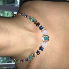 MARIANA NECKLACE SWAROVSKI CRYSTALS ROSE GOLD PLATED PINK GREEN BLUE