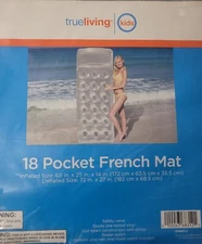 Pool Float 18 Pocket French Mat "Silver" Float True Living New Sealed