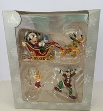 DISNEY CHRISTMAS ORNAMENTS SET OF 4 MICKEY MINNIE PLUTO GOOFY TINKERBELL NEW