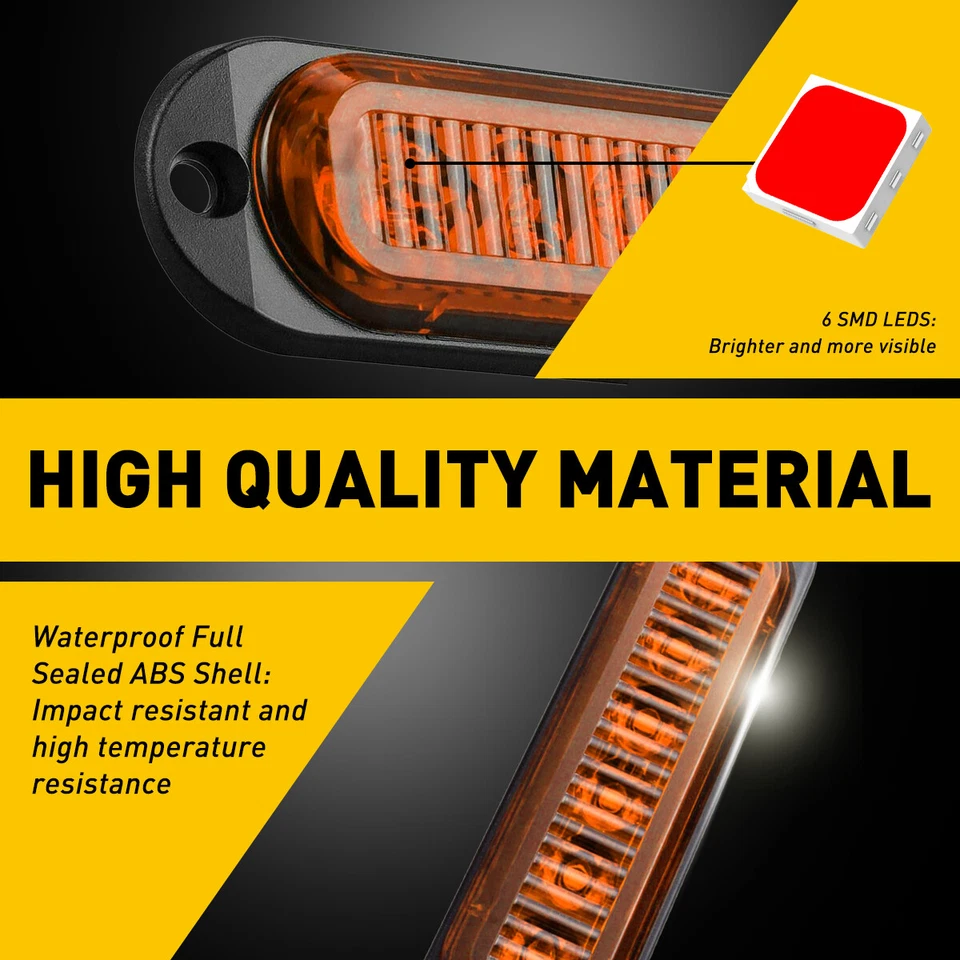 Universal Amber Lens LED Side Marker Lights Clearance Light Super Bright 4~20x - Image 4 of 4