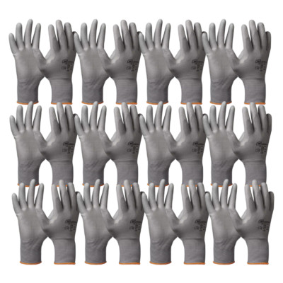 12 Paar Gebol Handschuh Micro Flex Arbeitshandschuh Mechaniker Polyester grau