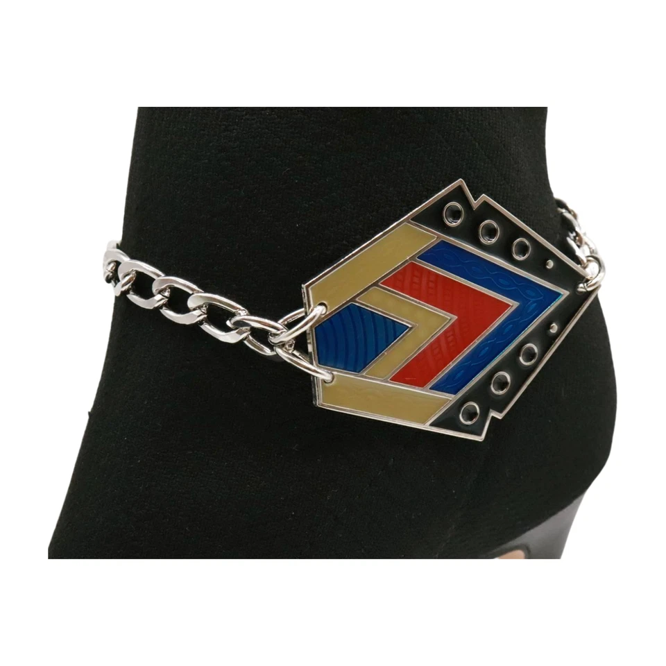 Women Silver Metal Western Boot Chain Bracelet Shoe Ethnic Charm Native Style - Imagem 4 de 4