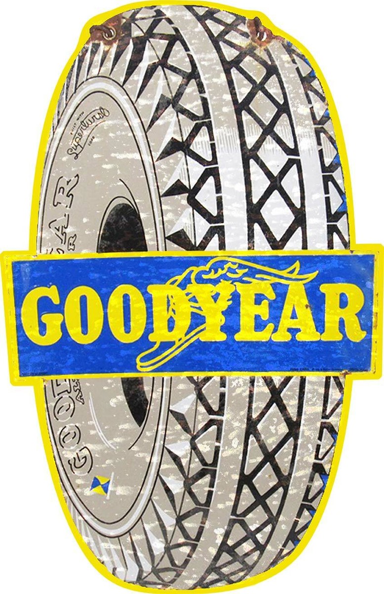 Good Year Tires Vintage Inspired Distressed Laser Cut Metal Sign