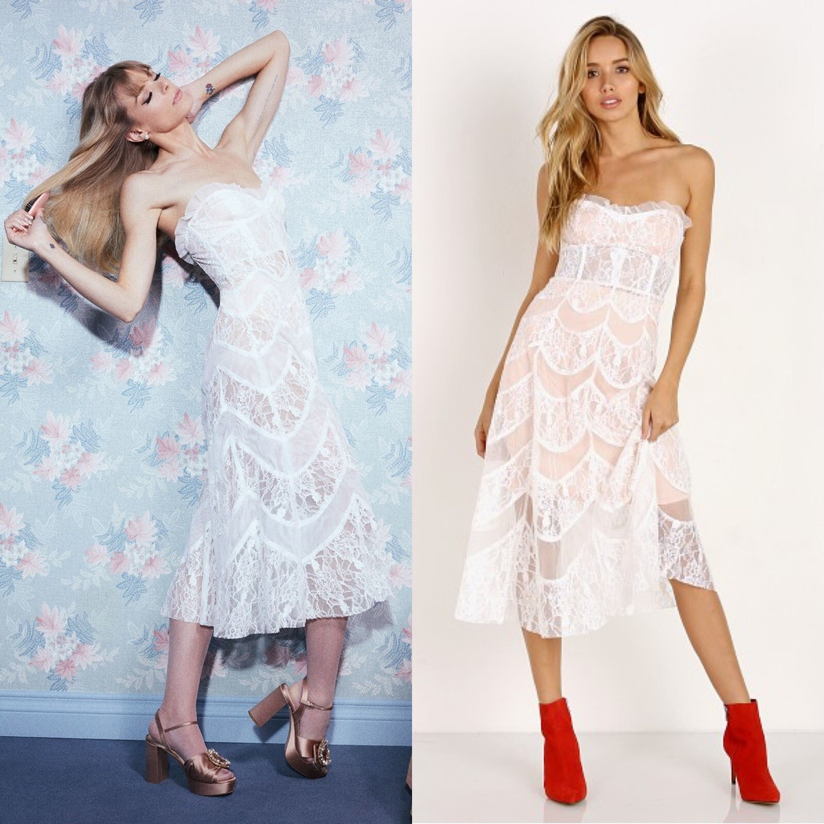 lace bottom midi dress Structured Lace Midi Dress Blue