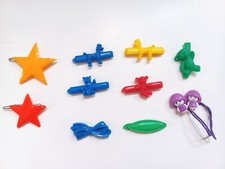Lot of 9 Vintage 80s Children's Hair Clips Barrettes  Hair Tie 10 items total 