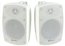 Image of Outdoor Garden Speakers Pair Weatherproof IP44 Rated Music summer Black White
