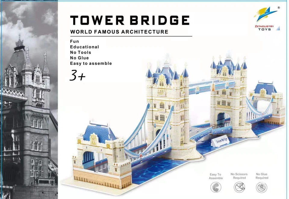 3D Tower Bridge Replica Puzzle - 120 Pieces London Tower Bridge Educational - Image 2 of 2