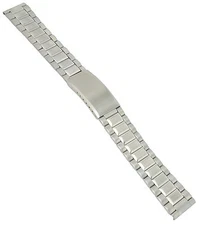 18mm Hirsch Deployment Buckle Silver Tone Straight End Square Link Watch Band