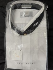 Neil Allyn 2XL 34/35 White Tuxedo Shirt with Black Collar