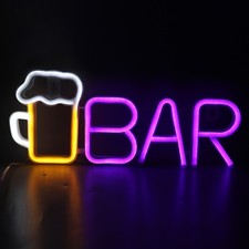 Bar Neon Sign Bright LED Bar Sign USB/Battery Powered Decorative Beer Bar Neon