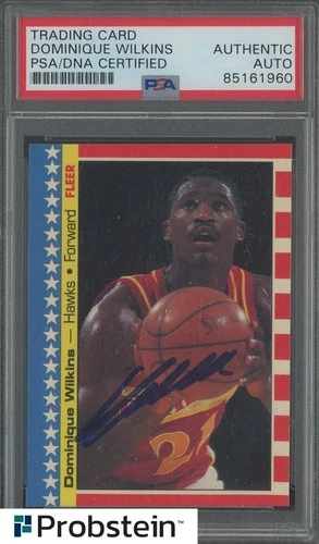 Dominique Wilkins HOF Signed 1987 Fleer Sticker #7 Hawks PSA/DNA AUTO