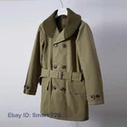 Khaki Warm Wool Mackinaw Coat US Army Parka Winter Men Shawl Collar Long Jacket