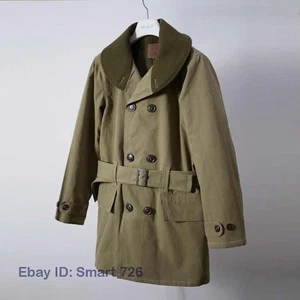 Manteau de laine chaude Khaki Mackinaw US Army Parka Hiver Hommes Châle Col Long Veste
