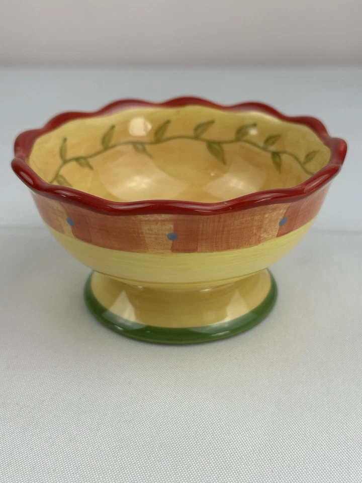 Plato de fruta del desierto Pfaltzgraff Napoli Sherbert cuenco con patas pintado a mano 4,5" Foto 2 de 4