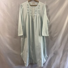 Vintage Miss Elaine Embroidered Nightgown Pale Blue Pajamas Cottagecore Modest M