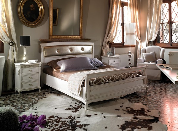 Design Schlafzimmer MöBel Doppelbett Massivholz Vaccari Cav Giovanni MöBel Neu-image