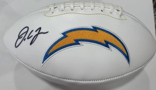 J.C. Jackson Autographed Signed Football LA Chargers White Signature Ball JSA