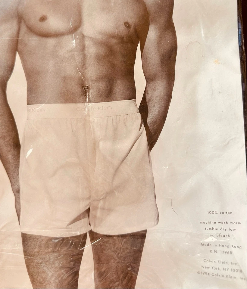 Hombre Calvin Klein Calce Tradicional Boxer Cintura 36 Cuadros Azul De Colección 1994 Foto 2 de 3