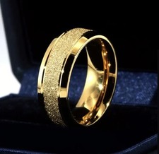 Men's/Women's-Unisex Stainless Steel Titanium 8mm Gold Ring/Band--Size 8
