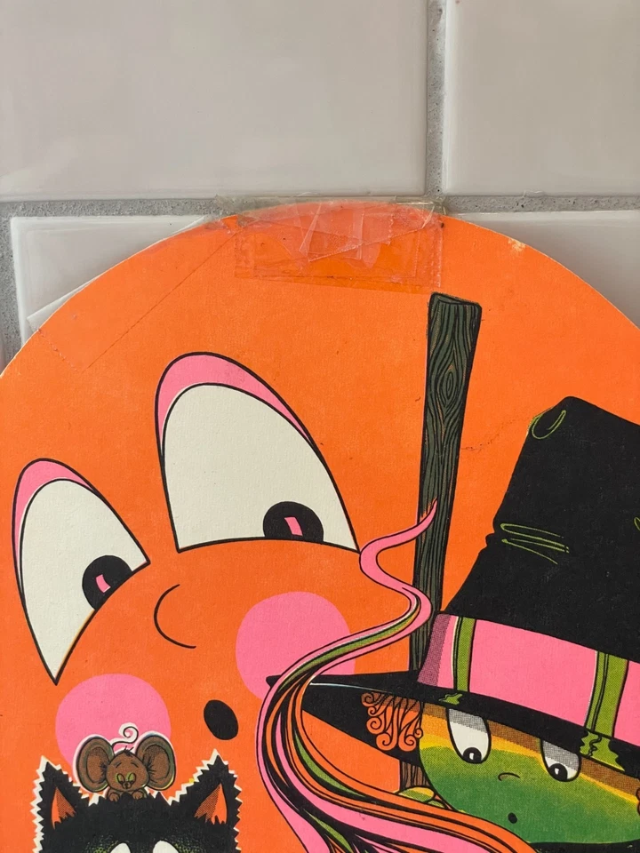 Centro de mesa vintage Beistle Halloween bruja caldero luna gato panal decoración Foto 4 de 4