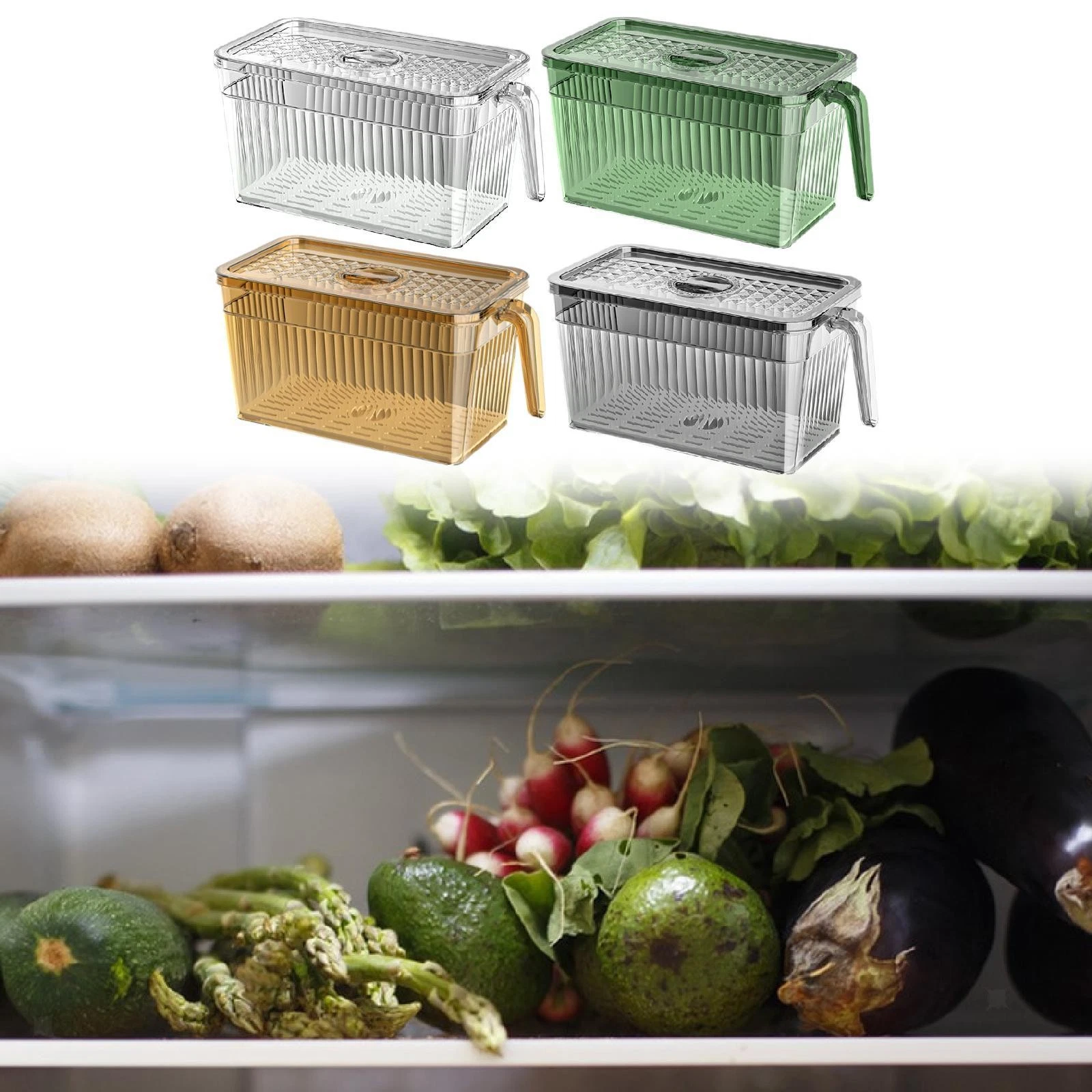 Vegetable Refrigerator Organizer Food Bin Kitchen Fridge Storage Container and