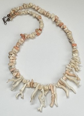 Vintage Necklace Natural Coral Branch Beads Angel Skin 1960 
