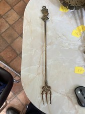 Vintage Solid Stem Brass Toasting Fork - Commemorative QEII Handle 48cm  (A)16