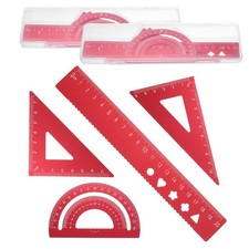 8 Pcs Geometry Drafting Tool, Math Tool Includes 20cm l Ruler, Red