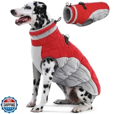 AOFITEE Dog Coat, Warm Dog Winter Coat for Large Dogs, Reflective Turtleneck 