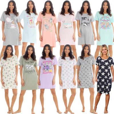 Damen Baumwolle Nachthemd Damen Nachthemd T-Shirt Pyjama Größe 8-22