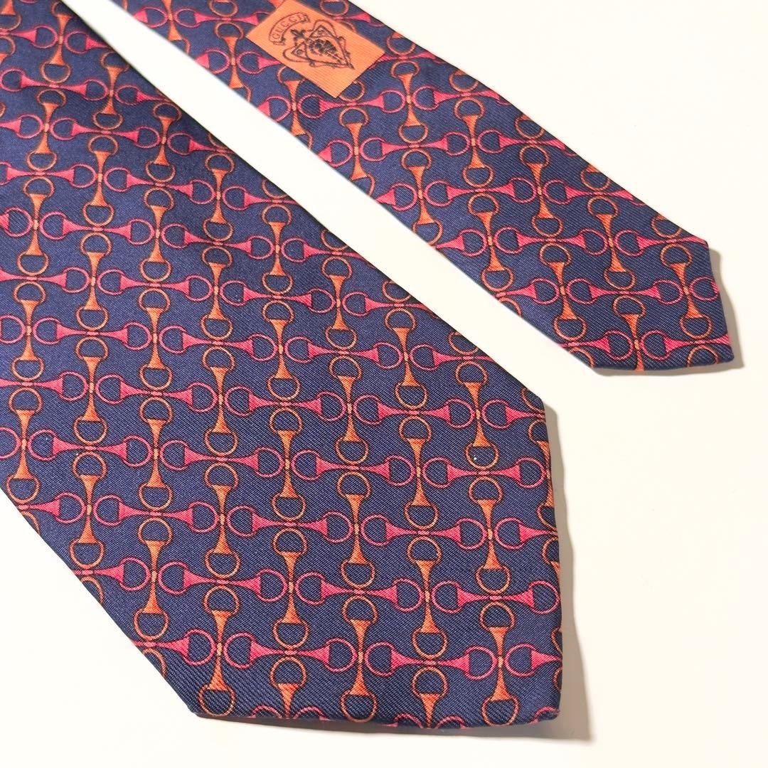 Gucci Necktie Tie 100% Silk Navy Red All-over Pattern 3.5 inches From Japan thumbnail 23
