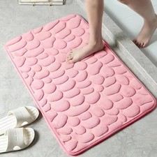 Memory Foam Velvet Bath Mat Non Slip Cobblestone Bathroom Rug Microfiber