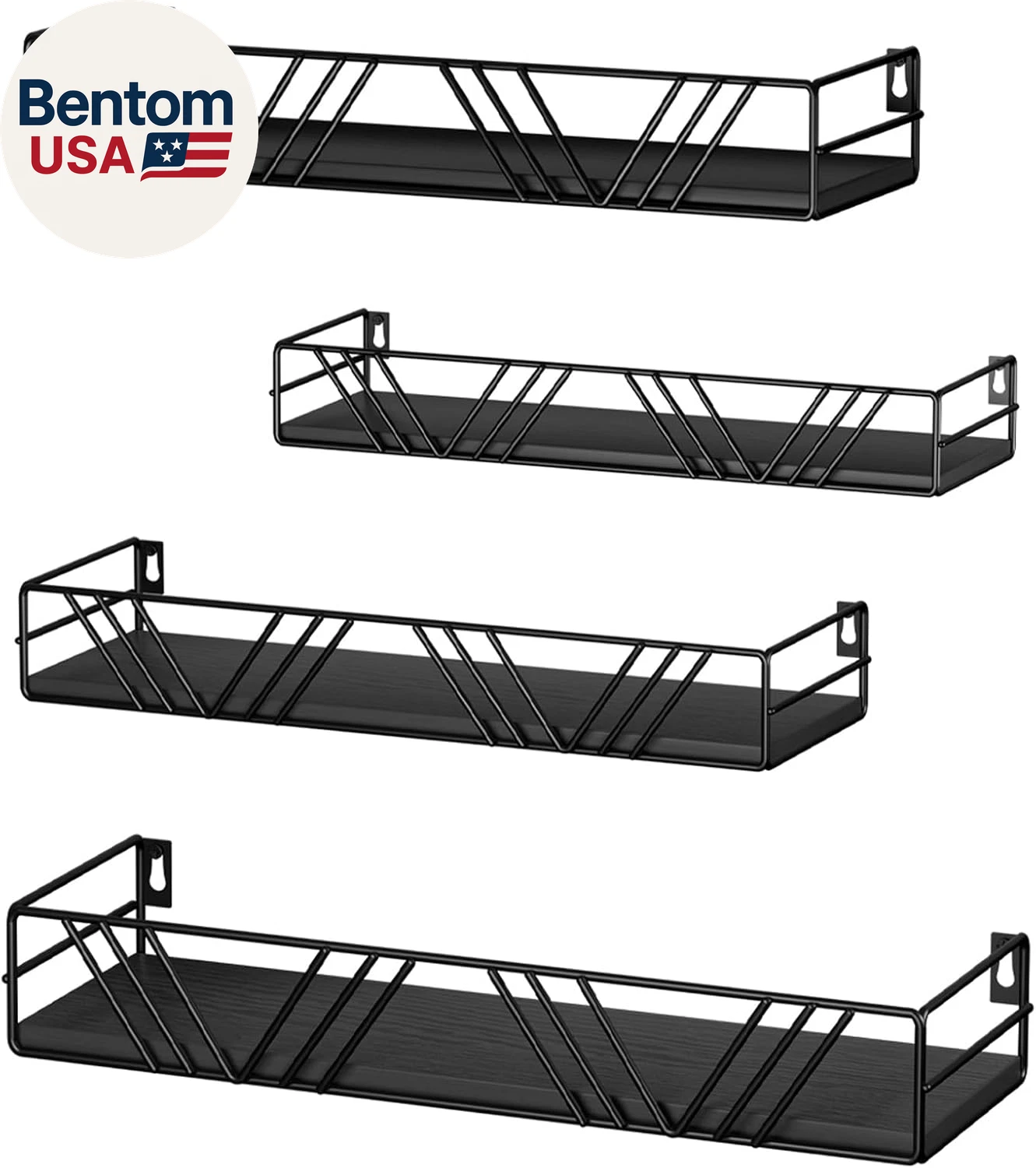 Floating Shelves for Wall Set of 4, Different Sizes Mounted Wood Floating Shelf,