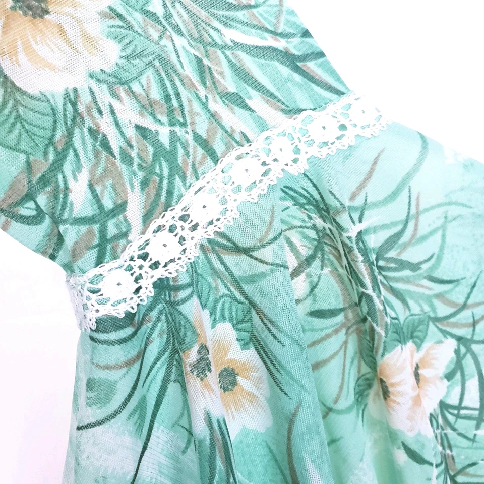 Maxi Vestido Boho Tropical Verde Genuino Vintage Años 70 Alas de Ángel S/M Cottagecore Foto 4 de 4