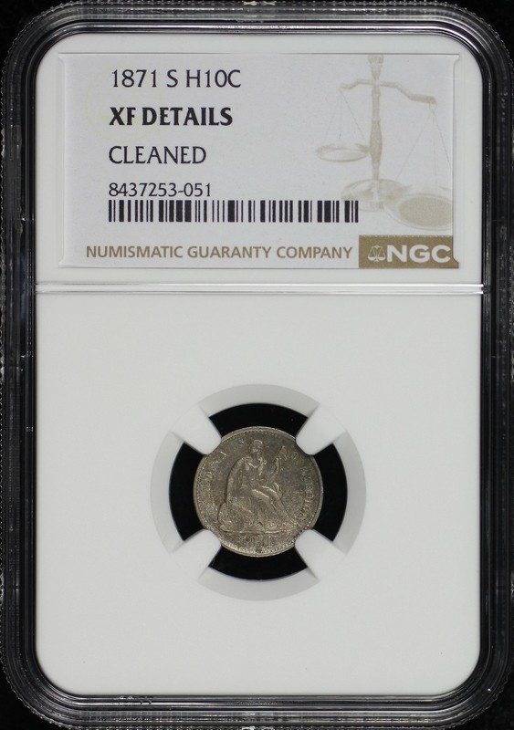 1871-S Seated Liberty Half Dime NGC XF Details Cleaned