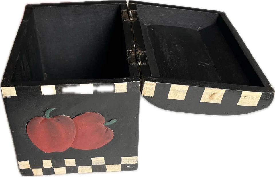 Vintage Bistro Kitchen Decor Wine Bottle Cheese Fruit Wooden Storage Recipe Box - Image 4 of 4