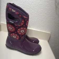 Bogs Waterproof Boots Youth Size 5 Purple Winter Snow Rain Rubber Gently Used