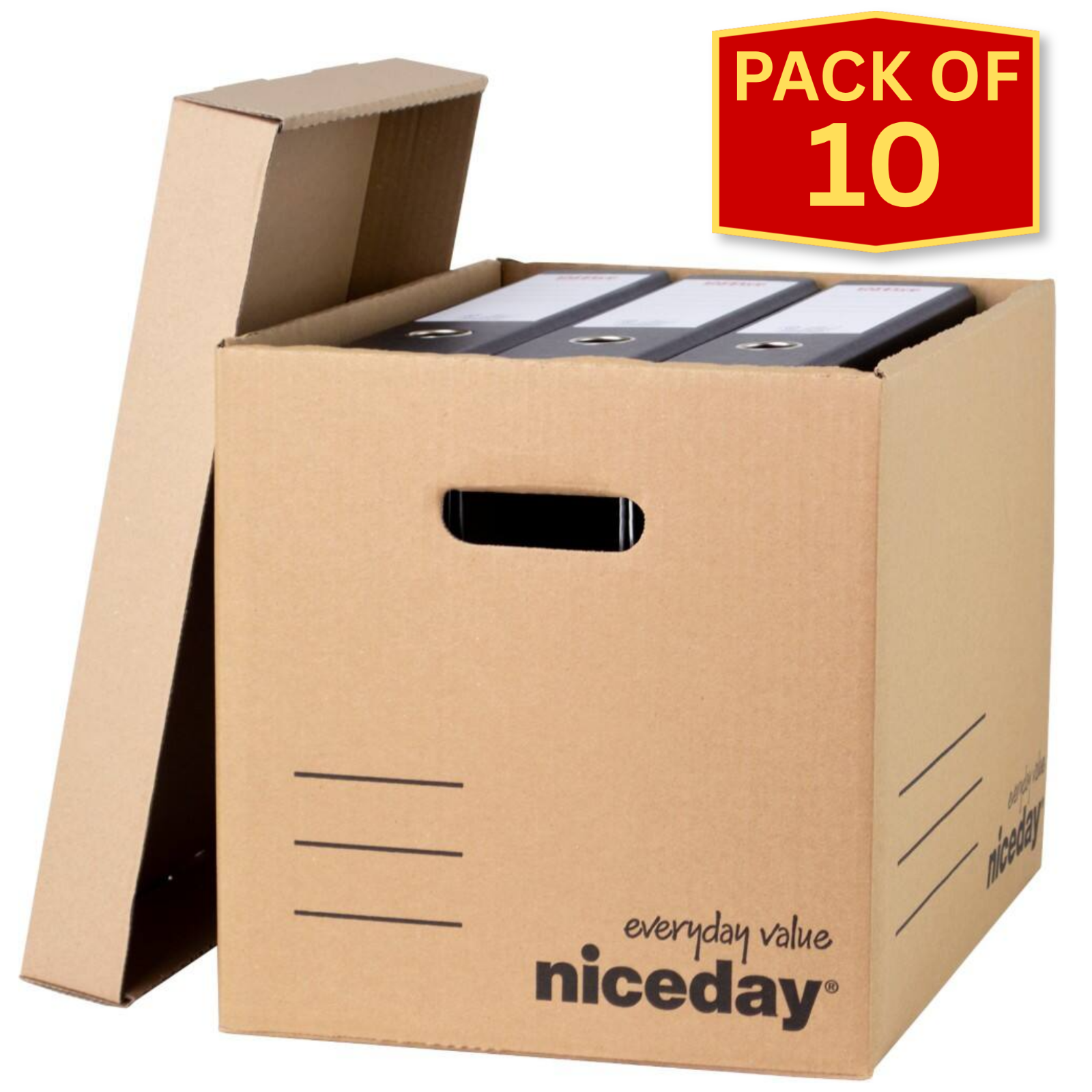 Niceday Archive Boxes with Lids Cardboard Storage Box 301x290x400mm - Pack of 10