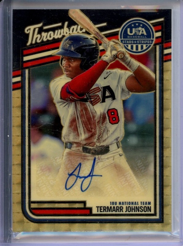 Termarr Johnson 2026 Panini Stars & Stripes USA Gold Vinyl Throwback Auto #1/1