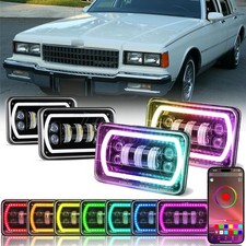 4pcs For Chevrolet Caprice 1977-1986 4x6 Rgb Led Headlights H4 Hilo Beam Wdrl