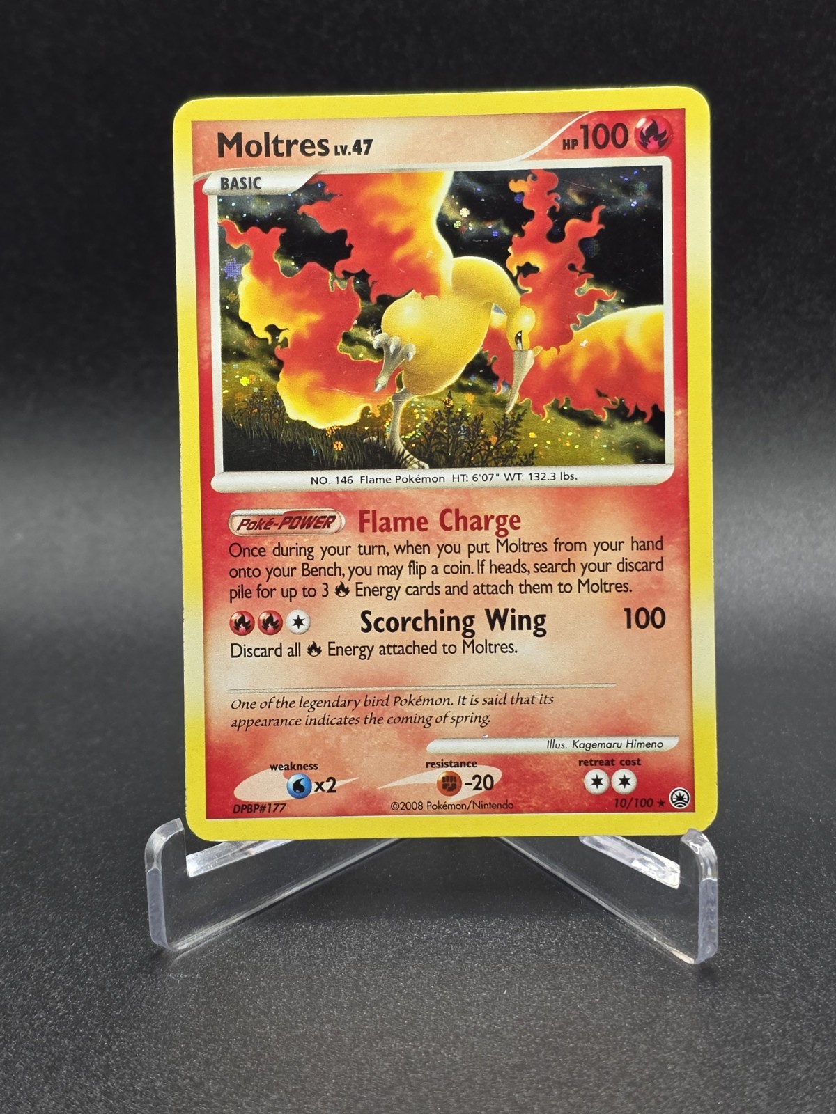 Moltres 10/100 Majestic Dawn Holo Rare Pokémon Card 2008