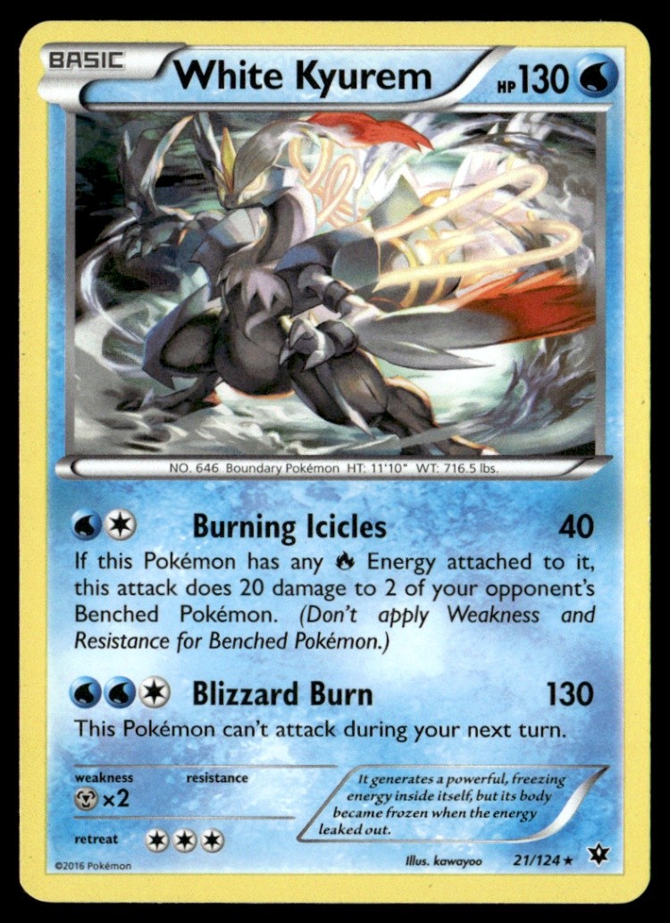 White Kyurem Holo Rare Reverse Holo XY - Fates Collide 21/124 LP Pokémon TCG