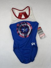 New GK ELITE Marvel Comics CAPTAIN AMERICA Leotard GYMNASTICS Super Hero Leo AS