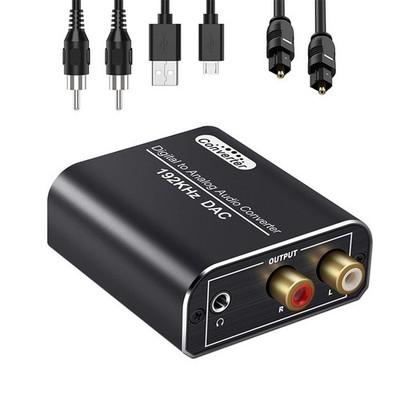 192kHz High-Resolution DAC Toslink/Coaxial to RCA Adapter 20Hz-20kHz Response
